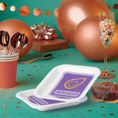 紫と金ゴールドのミニマルなアボカドバッジ ペーパープレート