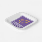 紫と金ゴールドのミニマルなアボカドバッジ ペーパープレート (傾斜あり)