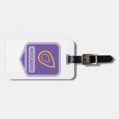 紫と金ゴールドのミニマルなアボカドバッジ ラゲッジタグ (正面横)