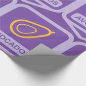 紫と金ゴールドのミニマルなアボカドバッジ ラッピングペーパー