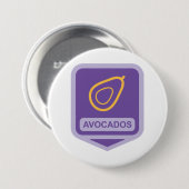 紫と金ゴールドのミニマルなアボカドバッジ 缶バッジ (正面&裏面)