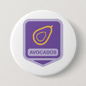 紫と金ゴールドのミニマルなアボカドバッジ 缶バッジ (正面)