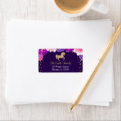 紫と金ゴールドのユニコーン差出人住所ラベル ラベル (インサイチュ)