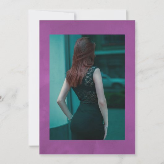 紫と金ゴールドのヴィンテージフローラお祝い 招待状 (裏面)