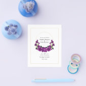 紫と金ゴールドのヴィンテージフローラ結婚の チラシ (シングル)