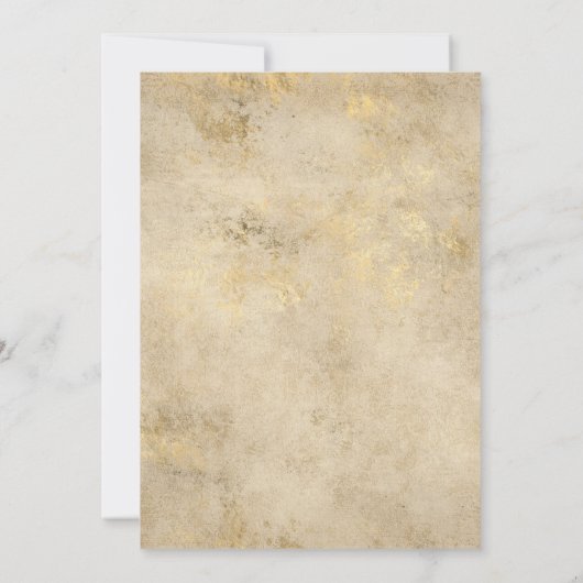 紫と金ゴールドのヴィンテージフローラ結婚の 招待状 (裏面)