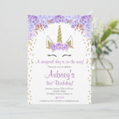 紫と金ゴールドの一角獣少女誕生会 招待状 (スタンド正面)