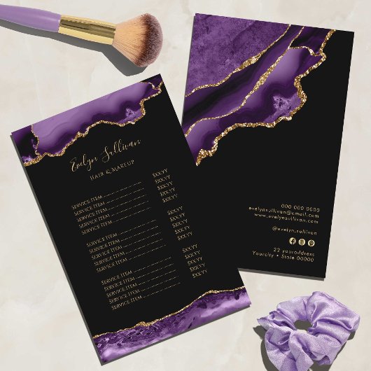 紫と金ゴールドの価格リストのチラシ チラシ