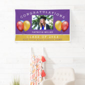 紫と金ゴールドの写真の卒業祝い 横断幕 (インサイチュ)