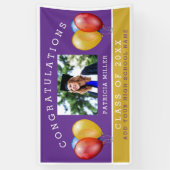 紫と金ゴールドの写真の卒業祝い 横断幕 (縦)