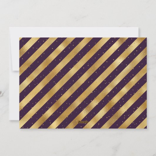 紫と金ゴールドの写真コラージメリークリスマス シーズンカード (裏面)