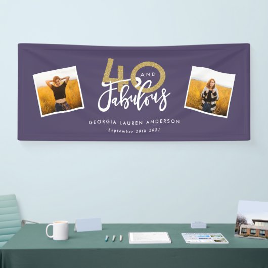 紫と金ゴールドの写真40モダンと素晴らしい 横断幕 (トレードショー)