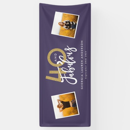 紫と金ゴールドの写真40モダンと素晴らしい 横断幕 (縦)