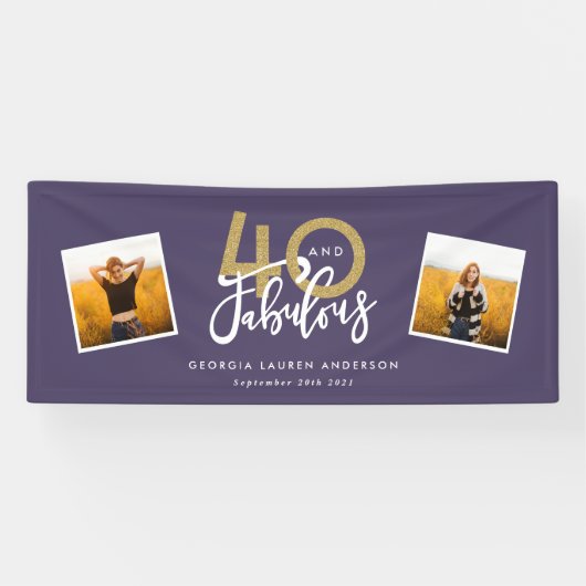 紫と金ゴールドの写真40モダンと素晴らしい 横断幕 (横)