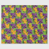 紫と金ゴールドの分野:アイリスとリレス ラッピングペーパー (フラット)