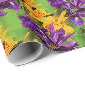 紫と金ゴールドの分野:アイリスとリレス ラッピングペーパー (ロールコーナー)