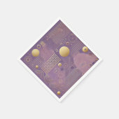 紫と金ゴールドの切り離しの北欧パターン スタンダードカクテルナプキン (角)