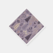 紫と金ゴールドの切り離しの北欧自然 スタンダードカクテルナプキン (角)