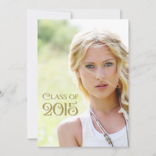 紫と金ゴールドの卒業 招待状 (正面)