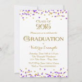 紫と金ゴールドの卒業 招待状 (裏面)