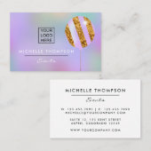 紫と金ゴールドの名刺 名刺 (正面/裏面)