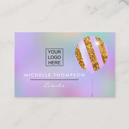 紫と金ゴールドの名刺 名刺 (正面)