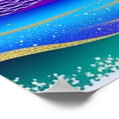 紫と金ゴールドの夕焼け海のポスター ポスター (角)