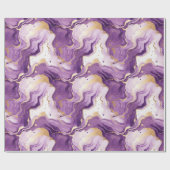 紫と金ゴールドの大理石の液体スタイルパターン ラッピングペーパー (フラット)