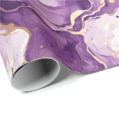 紫と金ゴールドの大理石の液体スタイルパターン ラッピングペーパー (ロールコーナー)