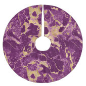 紫と金ゴールドの大理石パターン ブラッシュドポリエステルツリースカート (正面)