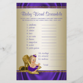 紫と金ゴールドの女の子の赤ちゃんシャワーゲーム