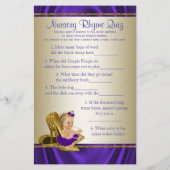 紫と金ゴールドの女の子の赤ちゃんシャワーゲーム (裏面)