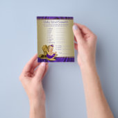 紫と金ゴールドの女の子の赤ちゃんシャワーゲーム チラシ (手)