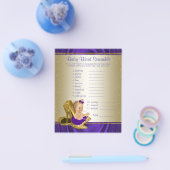 紫と金ゴールドの女の子の赤ちゃんシャワーゲーム チラシ (シングル)