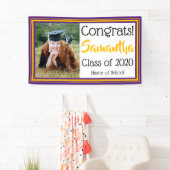 紫と金ゴールドの学校の色の写真 横断幕 (インサイチュ)