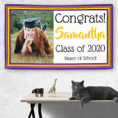 紫と金ゴールドの学校の色の写真 横断幕