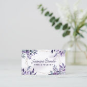 紫と金ゴールドの幾何学模様の水の色離れの 名刺 (スタンド正面)