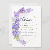 紫と金ゴールドの幾何学的なハーバ結婚リウムの更新 招待状 (正面)