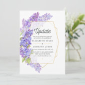 紫と金ゴールドの幾何学的なハーバ結婚リウムの更新 招待状 (スタンド正面)
