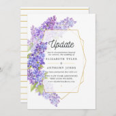 紫と金ゴールドの幾何学的なハーバ結婚リウムの更新 招待状 (正面/裏面)