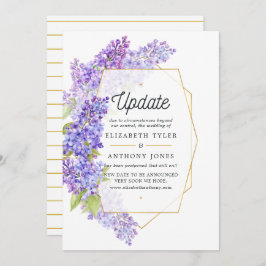 紫と金ゴールドの幾何学的なハーバ結婚リウムの更新 招待状