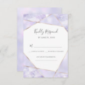 紫と金ゴールドの幾何学的RSVPカード 招待状 (正面/裏面)