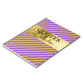 紫と金ゴールドの引用文 ノートブック (左側)