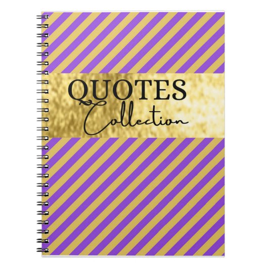 紫と金ゴールドの引用文 ノートブック (正面)