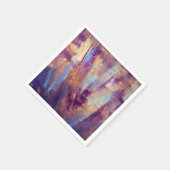 紫と金ゴールドの抽象芸術オイル塗装金属 スタンダードカクテルナプキン (角)