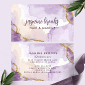 紫と金ゴールドの抽象芸術水色 名刺