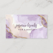 紫と金ゴールドの抽象芸術水色 名刺 (正面)
