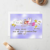 紫と金ゴールドの星の天使がスケッチを遅らせる ノートカード (正面/裏面インサイチュ)