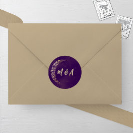 紫と金ゴールドの月と後結婚ろ ラウンドシール