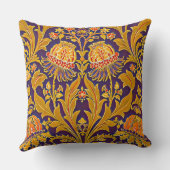 紫と金ゴールドの植物性モリスインスパイアフローラ クッション (裏面)